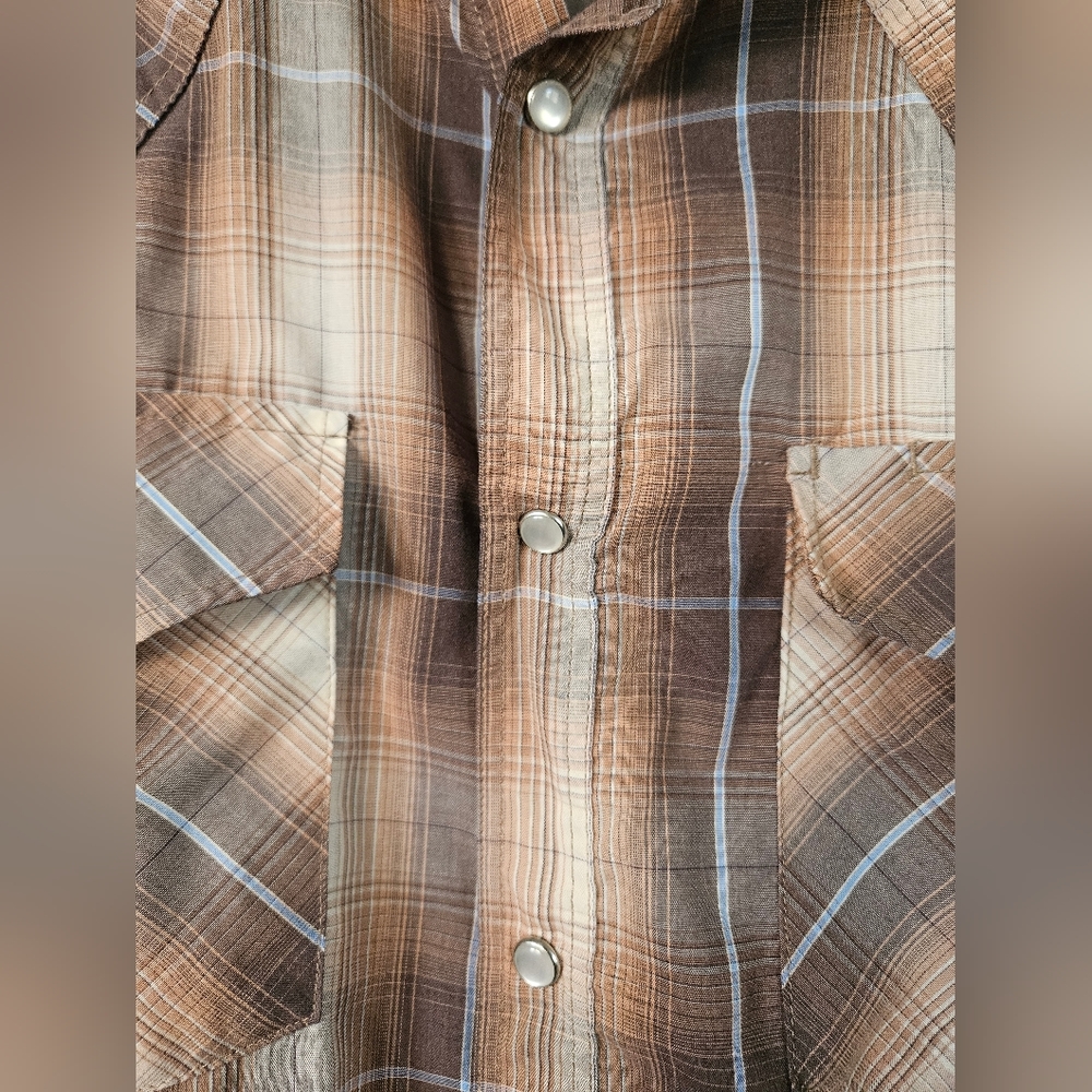 High Noon pearl snap Plaid short sleeve shirt‎ size small - Picture 2 of 5